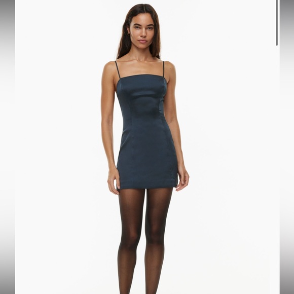 Aritzia Satin Dress Navy - Picture 7 of 10